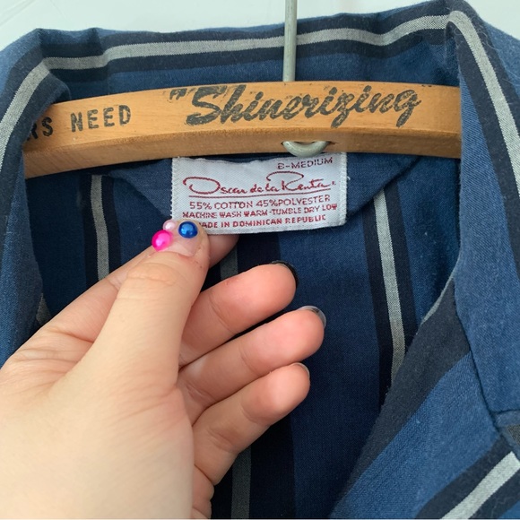 Oscar de la Renta Women's Soft Button Up Sleep Shirt Size Medium Blue - Picture 2 of 3